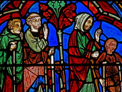 St Cheron-fönstret: den sjuke vid hans grav (w15) av French School