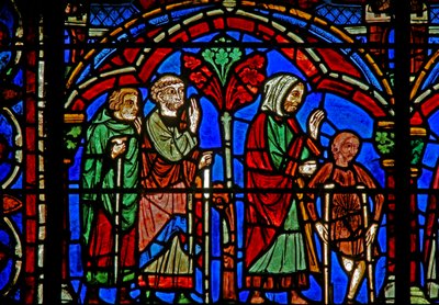 St Cheron-fönstret: den sjuke vid hans grav (w15) av French School