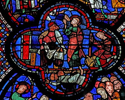 St John-fönstret: han dricker den förgiftade kalken (w48) av French School