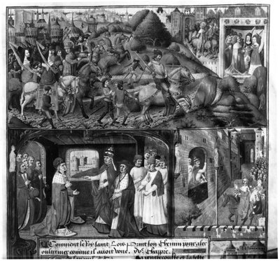 St. Louis (1214-70) på väg till korståget av French School