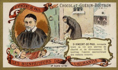 St Vincent de Paul, fransk präst (chromolitho) av French School
