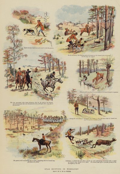 Shjortjakt i Normandie (färg litho) av French School