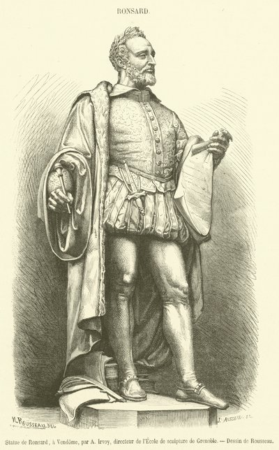 Staty av Ronsard, i Vendome (gravyr) av French School