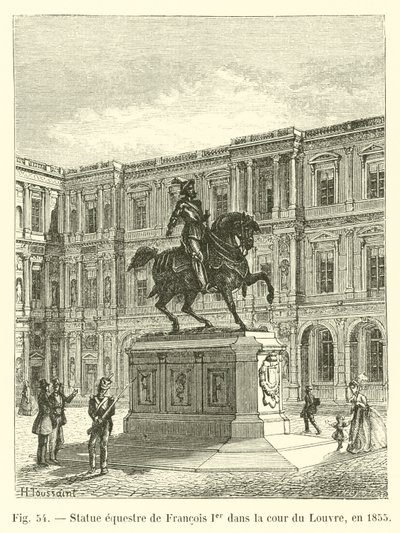 Ridstaty av Francois I på Louvrens innergård, 1855 av French School