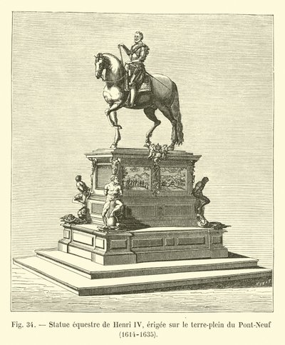 Ridstaty av Henri IV, uppförd på mitten av Pont-Neuf, 1614-1635 av French School