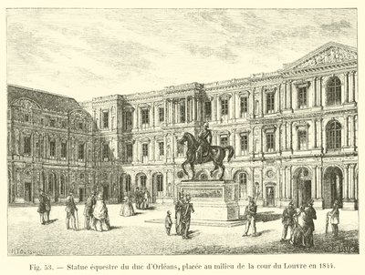 Ryttarstaty av hertigen av Orleans, placerad i mitten av Louvrens innergård 1844 av French School