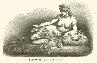 Staty av Kleopatra VII, sista härskaren över det ptolemaiska Egypten, av Daniel (gravyr) av French School