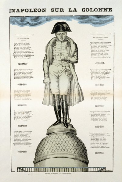 Staty av Napoleon I Bonaparte (1769-1821) på Vendome-kolonnen i Paris. Bild på Epinal av French School