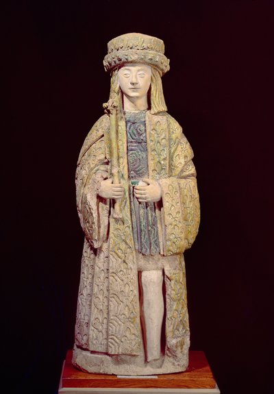 Staty av St. Louis (1214-70), sent 1400-tal eller början av 1500-talet (glaserad terrakotta) av French School