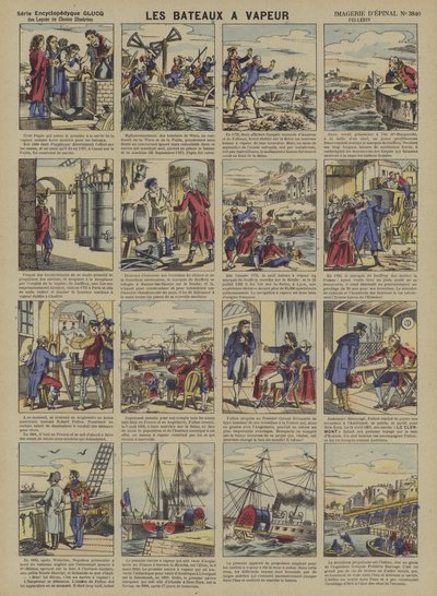 Ångbåtar (färg litho) av French School