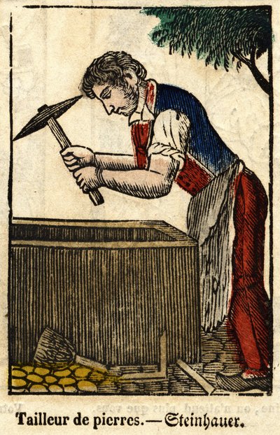 Stenskräddare; Serie om handel, bild av Epinal från 1800-talet. av French School