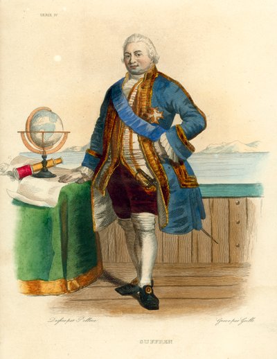 Suffren (färgad gravyr) av French School