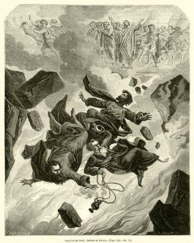 Leverans av Core, Dathan och Abiron (gravyr) av French School