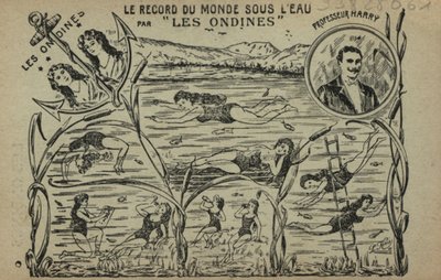 Simmande tjejer (litho) av French School
