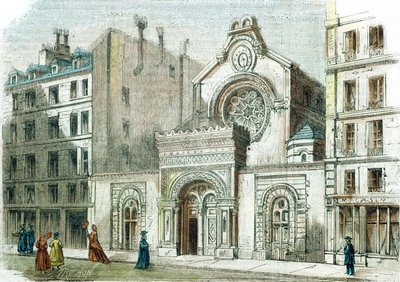 Synagoga på Rue de la Victoire, Paris, ca 1880 (färgstick) av French School