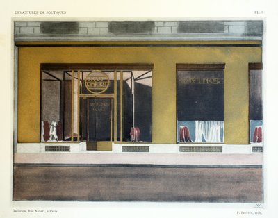 Skräddare, skylt 7, illustration från Devantures de Boutiques av Louis-Pierre Sezille, Paris, 1927 av French School