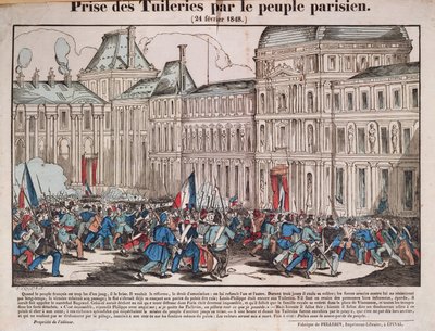 Intagande av Tuilerierna av det parisiska folket, 24 februari 1848 av French School