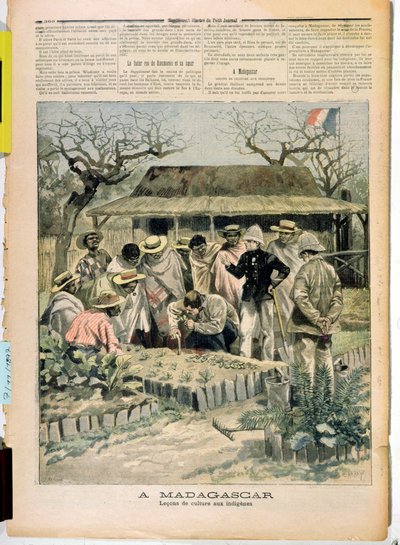 Undervisning av odlingsmetoder till Madagaskars infödda, från Le Petit Journal, 7 november 1896 av French School