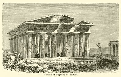 Neptunus tempel i Paestum (gravyr) av French School