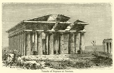 Neptunus tempel i Paestum (gravyr) av French School