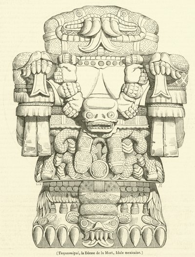 Teo Yaomiqui, dödens gudinna, mexikansk idol (gravyr) av French School