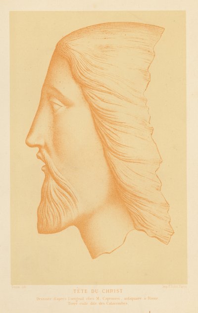 Terrakotta huvud av Jesus Kristus (chromolitho) av French School