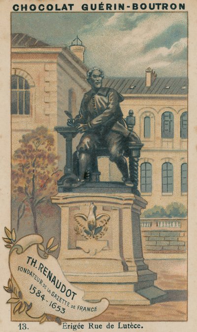 Th Renaudot, grundare av Gazette de France, 1584-1653, Erigee Rue de Lutece av French School