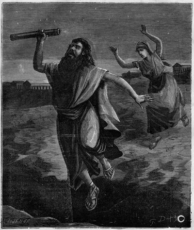Thales of Miletus matematiker och grekisk filosof (625 f.Kr. - 546 f.Kr.): "Han såg inte en öppen grop under sina fötter och lät sig kylas"" av French School