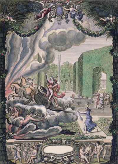 Bortförandet av proserpin av Pluto (penna & bläck och wc på papper) av French School
