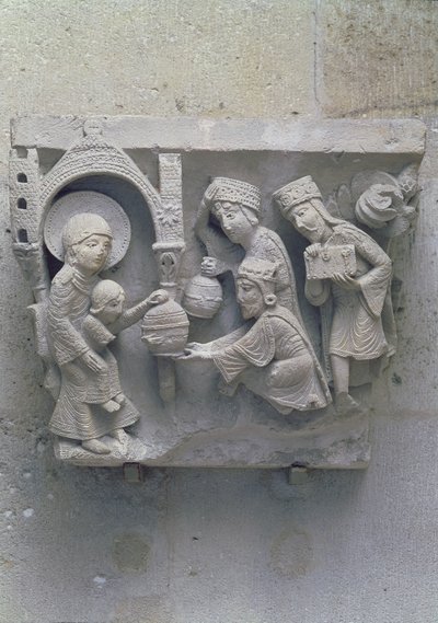 The Adoration of the Magi, ursprunglig huvudstad från katedralens långhus av French School