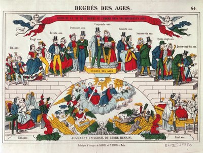 The Ages of Men and Women, Imagerie Gangel, Metz, mitten av 1800-talet av French School