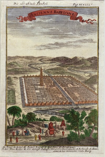 Den antika staden Babel, illustration från Description de l