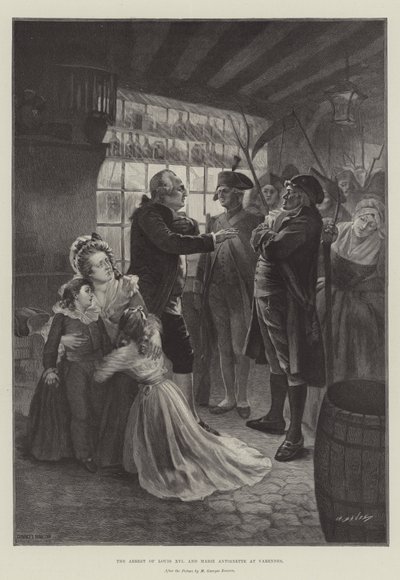 Gripandet av Ludvig XVI och Marie Antoinette i Varennes av French School
