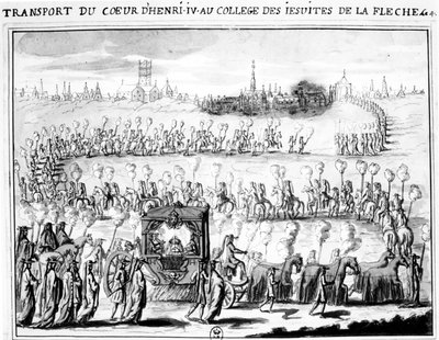 Ankomsten av Henri IV:s hjärta vid College of La Flèche den 4 juni 1610 av French School