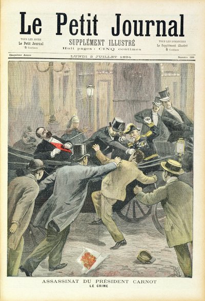Mordet på president Carnot, från "Le Petit Journal", 2 juli 1894 av French School