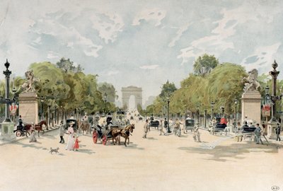 Avenue des Champs-Elysees, ca 1895 (wc på papper) av French School