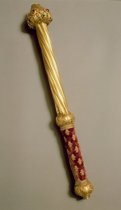 The Baton of Guillaume de Roquemont, 1384 (guld, vermeil, sammet och ädelstenar) av French School