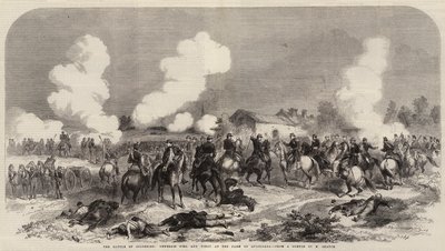 Slaget vid Solferino, generalerna Niel och Vinoy på gården Quagliara (gravyr) av French School