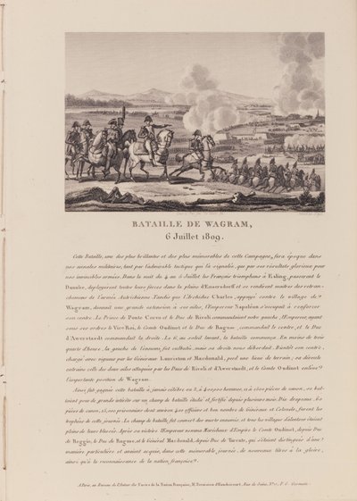Slaget vid Wagram den 6 juli 1809 (litho) av French School
