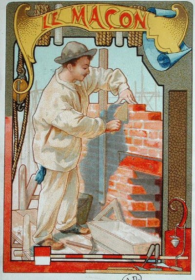 Muraren, illustration från en bok om hantverket. c.1899 (lito i färg) av French School