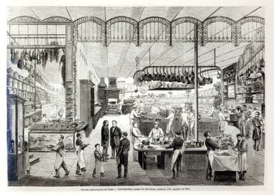 The Cafe Riche nya kök, 1866 av French School