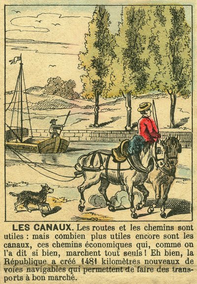 Kanalerna, som illustrerar den tredje republikens fördelar för kanalbyggen för landets ekonomi. Gravyr, i "" Le Figaro, tillägg"", den 30/03/1889, Paris. av French School