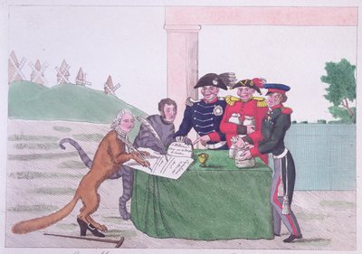 Kapitulationen, karikatyr av Charles Maurice de Talleyrand-Perigord (1754-1838) 30 mars 1814 av French School