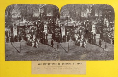 Karnevalen 1863 i Paris, den feta oxeflöten lämnar slakteriet, stereoskopisk vy, 1863 av French School