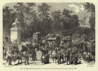Champs Elysees dagen efter mottagandet av nyheten om den preussiska marschen mot Paris, september 1870 av French School