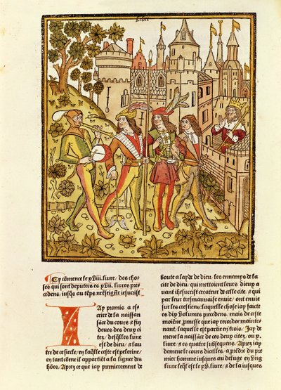Guds stad och detta århundrades stad, från La Cite de Dieu, 1486-87 (xylograf) av French School