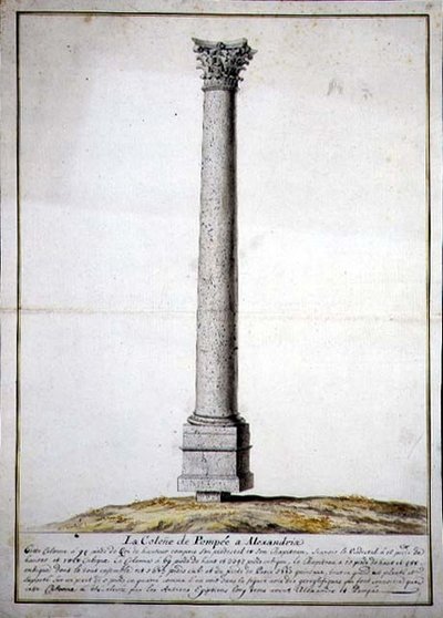 Kolumnen av Pompeji i Alexandria, ca 1700 (penna & bläck och akvarell på papper) av French School