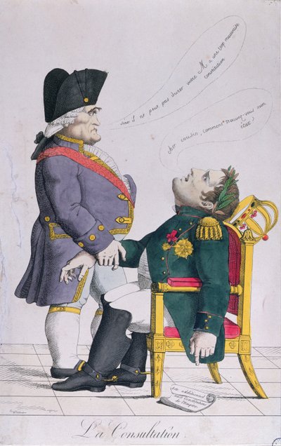 Konsultationen, karikatyr av Cambaceres (1753-1824) och Napoleon (1769-1821) c.1810-14 av French School