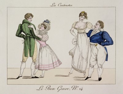 The Contrasts, skylt 24 från Le Bon Genre, 1811 av French School