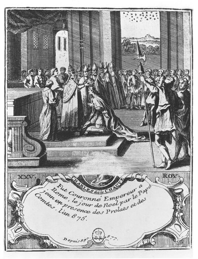 Kröningen av Karl den skallige 875 (gravyr) av French School